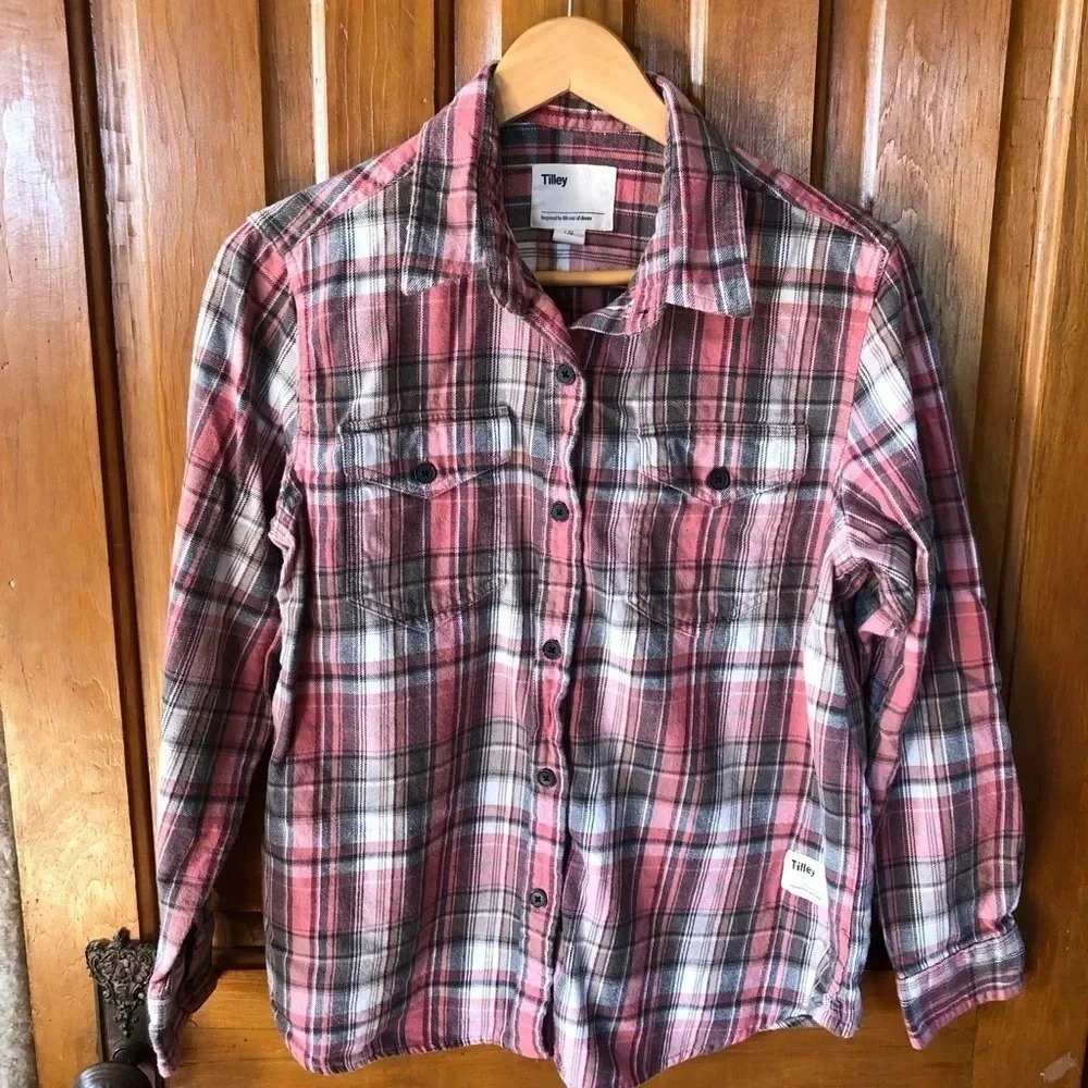 TILLEY Pink Plaid Button Up